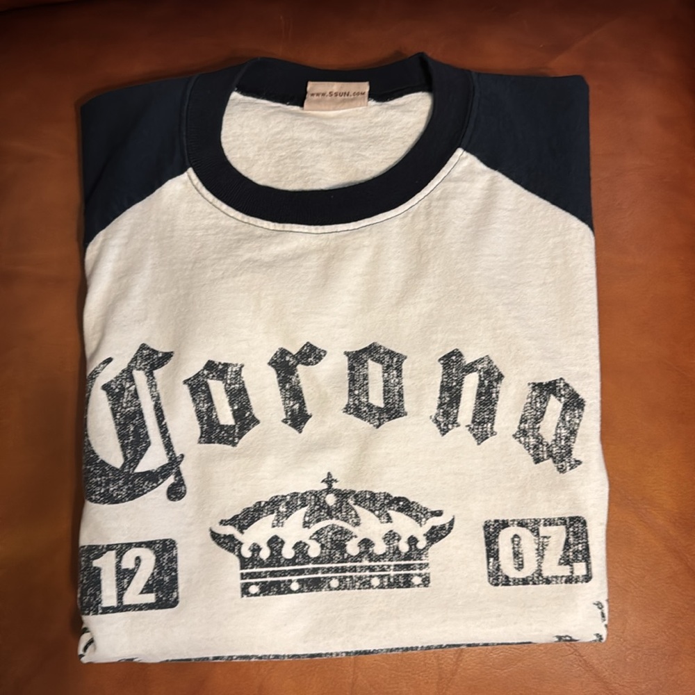 Fifth Sun Corona Blue and White Raglan Tee